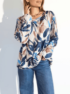 Sweater estampado delgado, fondo Blanco con Azul
