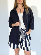 Short Italiano Rayado, color Azul Con Blanco
