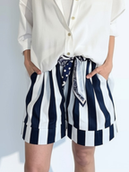 Short Italiano Rayado, color Azul Con Blanco