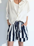 Short Italiano Rayado, color Azul Con Blanco