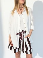 Short Italiano Rayado, color Café con Blanco