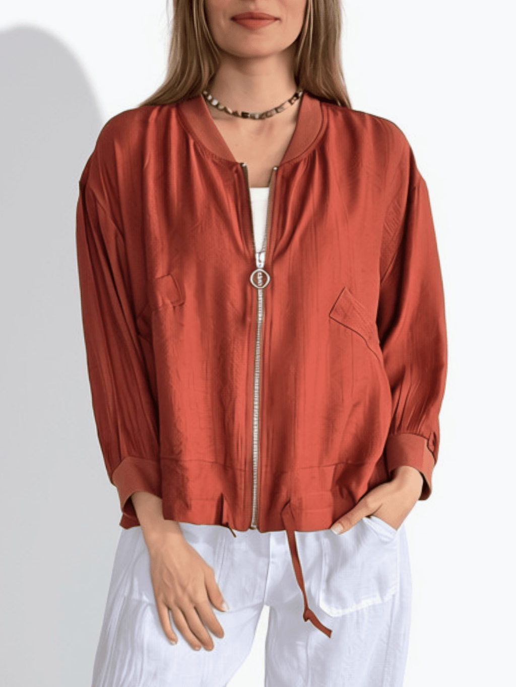 Chaqueta Bomber, color Terracota