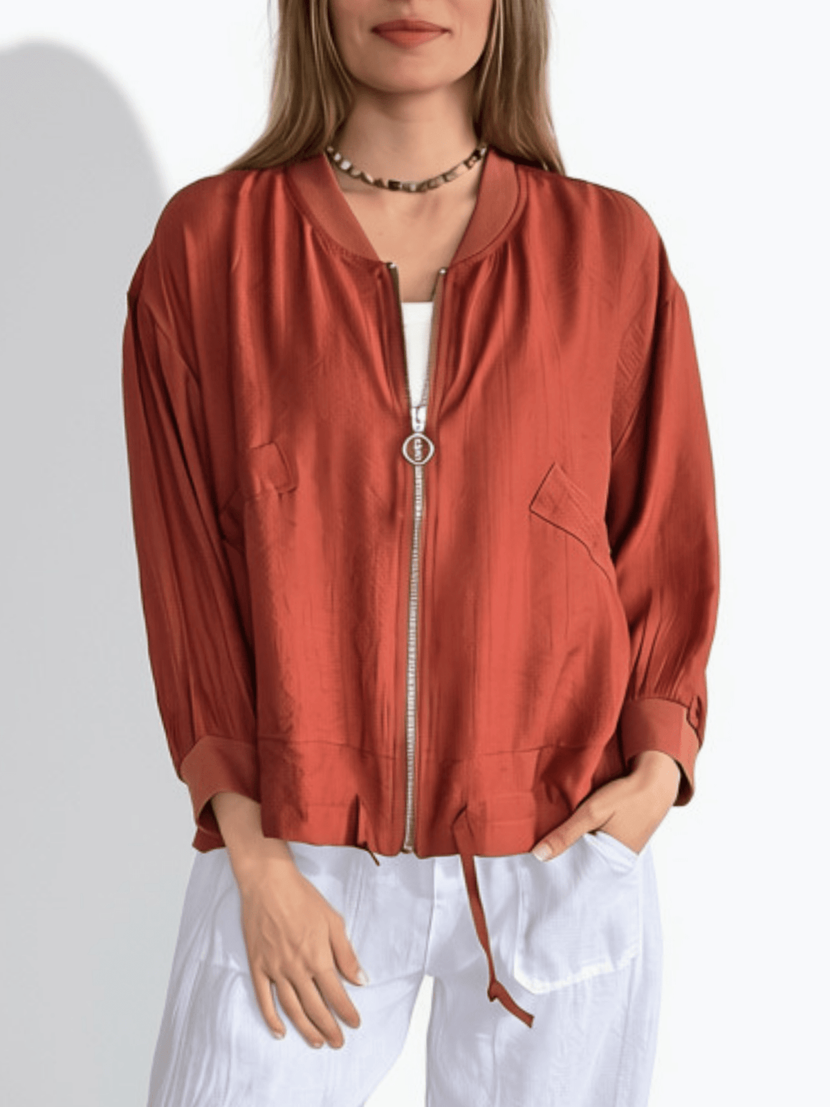 Chaqueta Bomber, color Terracota