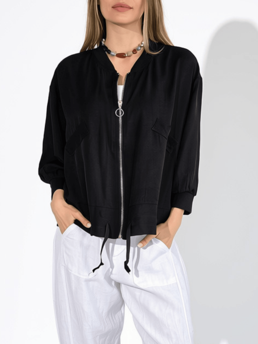 Chaqueta Bomber, color Negro