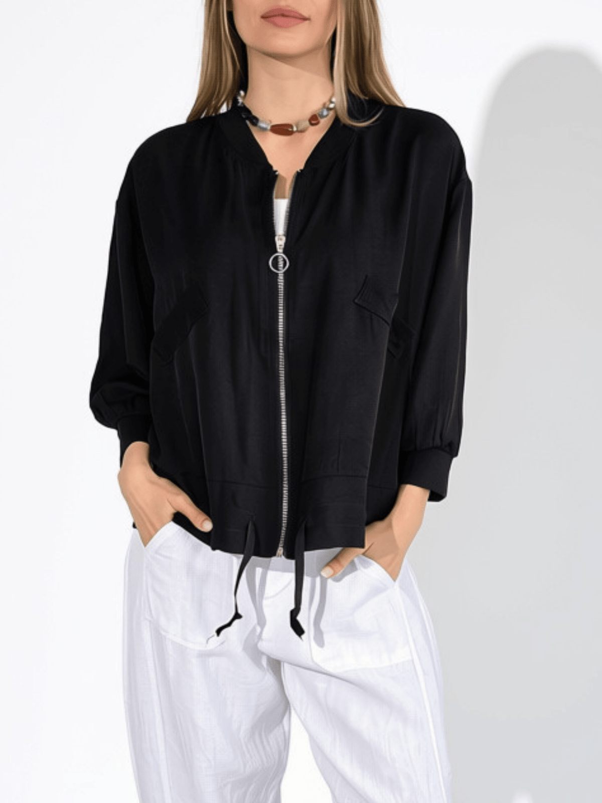 Chaqueta Bomber, color Negro