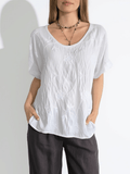 Blusa Italiana Bordada escote en V, color Blanco