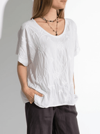Blusa Italiana Bordada escote en V, color Blanco