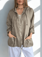 Chaqueta Italiana 100% Lino, color Taupe