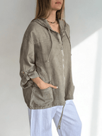 Chaqueta Italiana 100% Lino, color Taupe