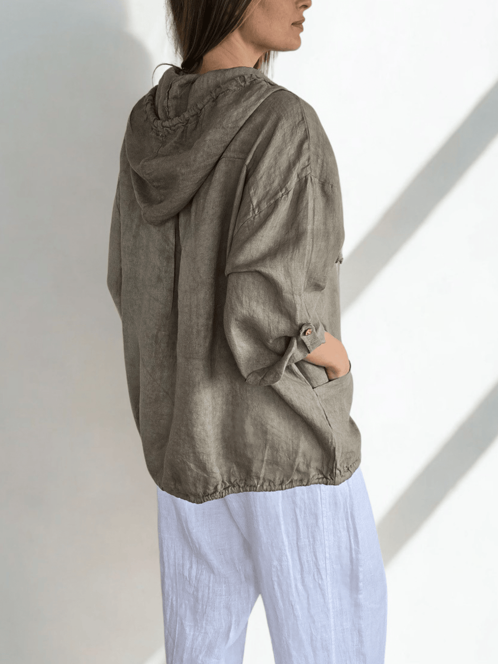 Chaqueta Italiana 100% Lino, color Taupe