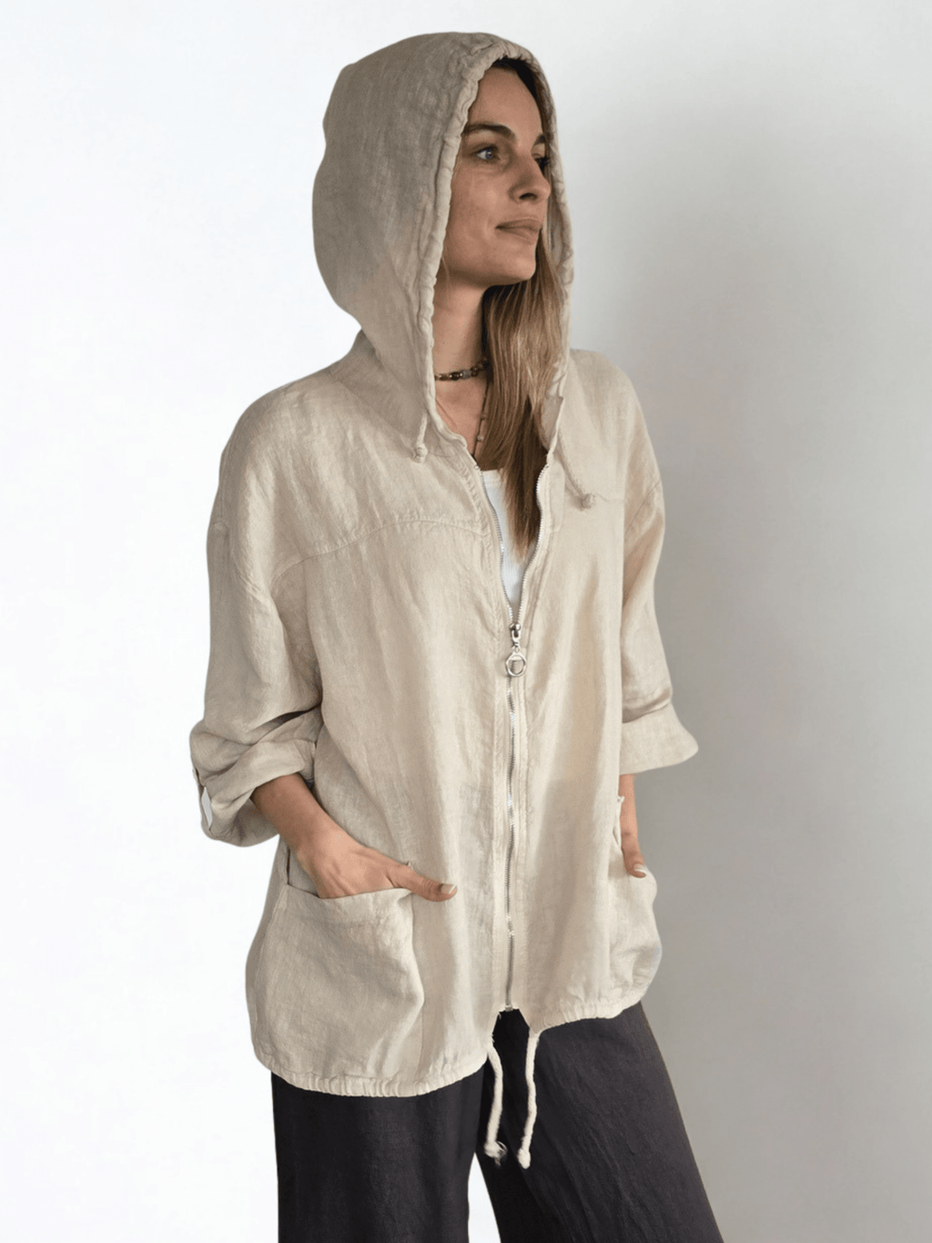 Chaqueta Italiana 100% Lino, color Beige
