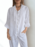 Chaqueta Italiana 100% Lino, color Blanco