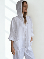 Chaqueta Italiana 100% Lino, color Blanco