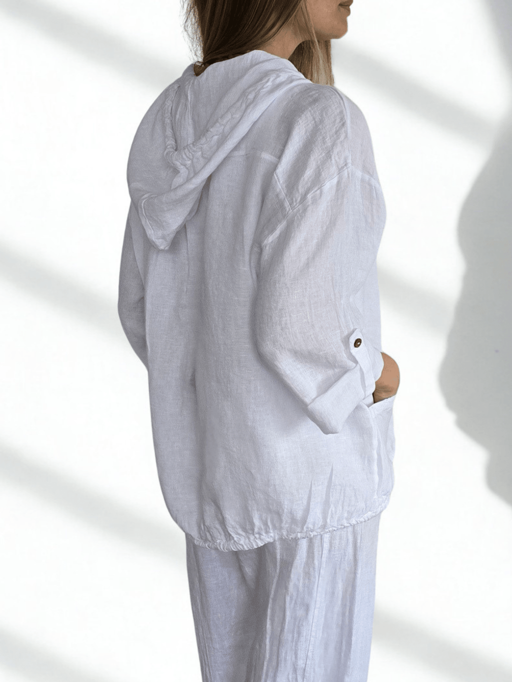 Chaqueta Italiana 100% Lino, color Blanco