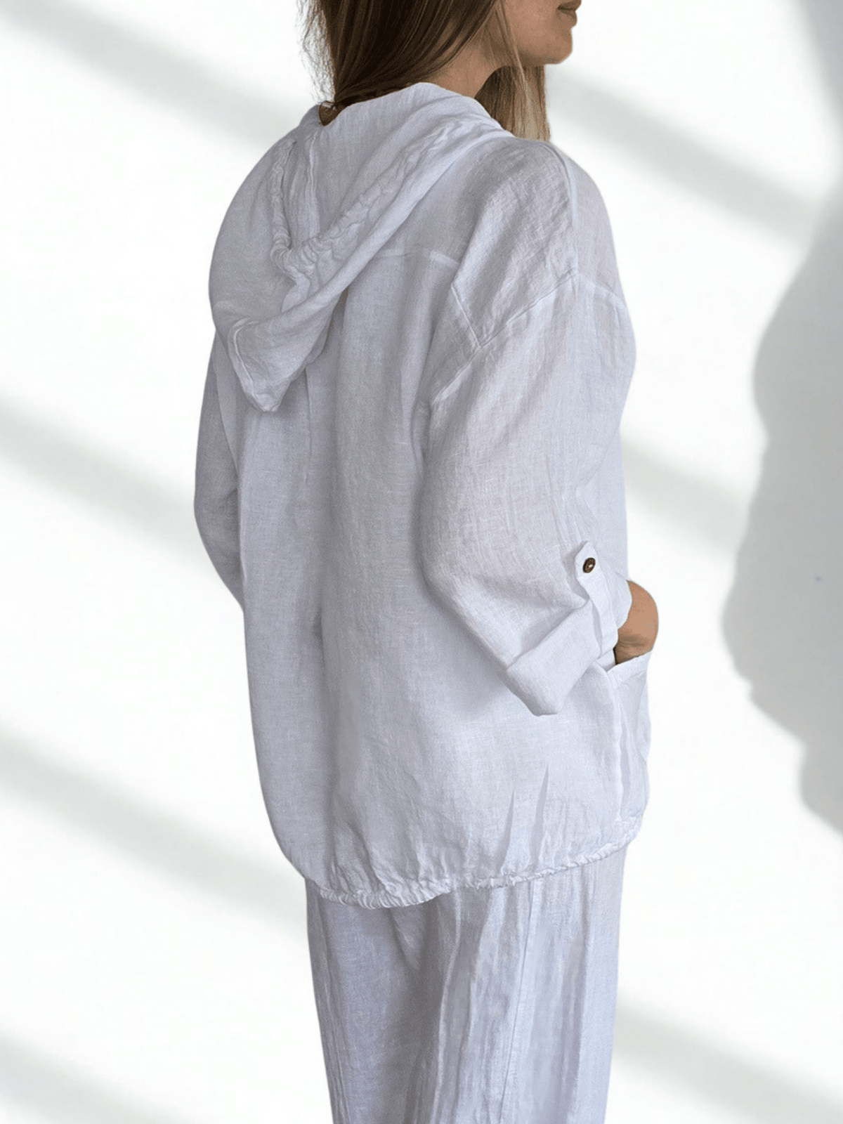 Chaqueta Italiana 100% Lino, color Blanco