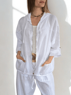 Chaqueta Italiana 100% Lino, color Blanco
