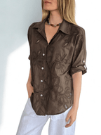 Blusa Italiana Bordada, color Chocolate