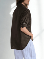 Blusa Italiana Bordada, color Chocolate