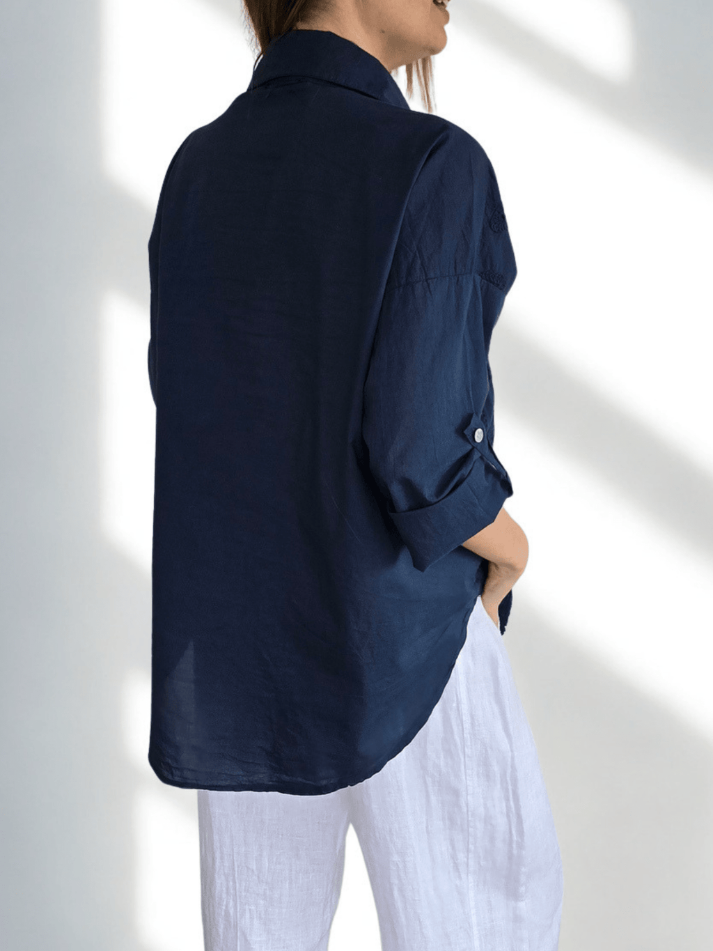 Blusa Italiana Bordada, color Azul