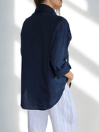 Blusa Italiana Bordada, color Azul