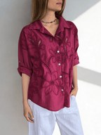 Blusa Italiana Bordada, color Guinda