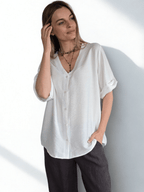 Blusa Escote en V, color Blanco