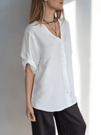 Blusa Escote en V, color Blanco