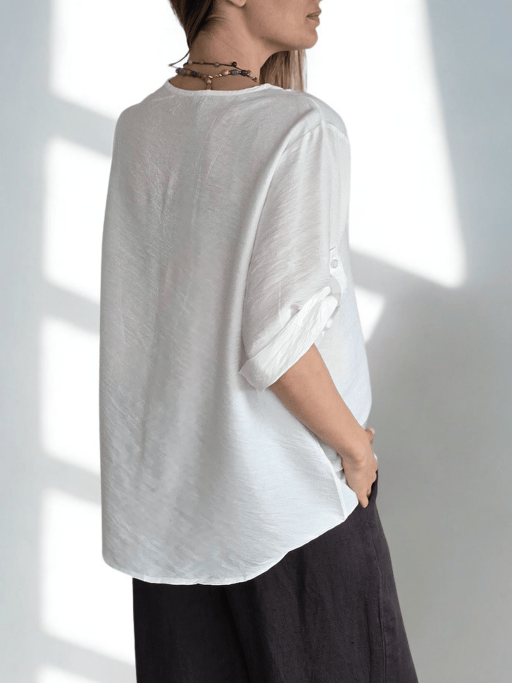 Blusa Escote en V, color Blanco