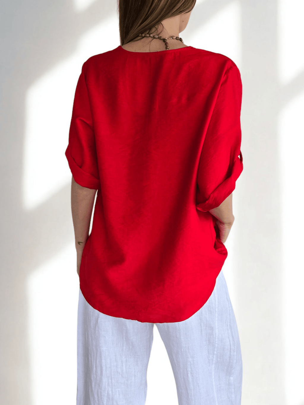 Blusa Escote en V, color Rojo