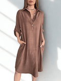 Vestido con Cuello, color Chocolate