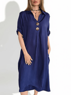 Vestido Dos Botones , color Azul