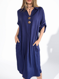 Vestido Dos Botones , color Azul