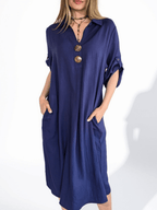 Vestido Dos Botones , color Azul