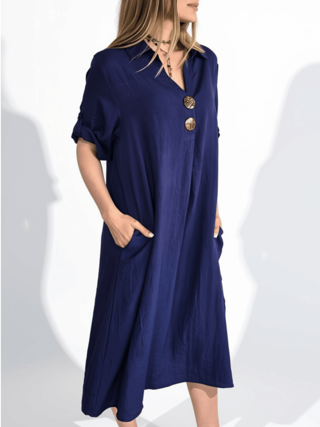 Vestido Dos Botones , color Azul