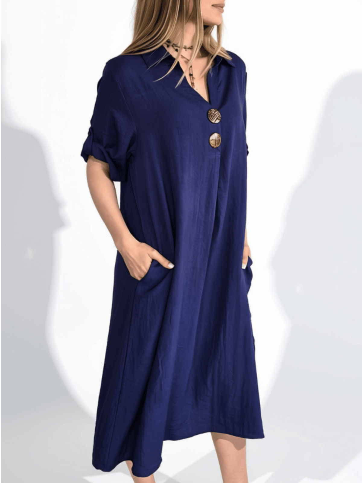 Vestido Dos Botones , color Azul