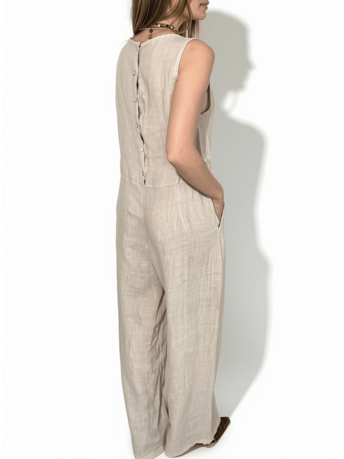 Enterito 100% Lino Italiano con Lazo, color Beige