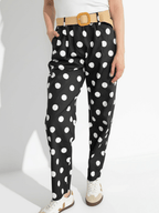Pantalón Italiano Lunares, fondo Negro con Blanco