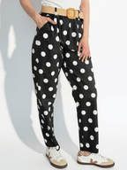 Pantalón Italiano Lunares, fondo Negro con Blanco