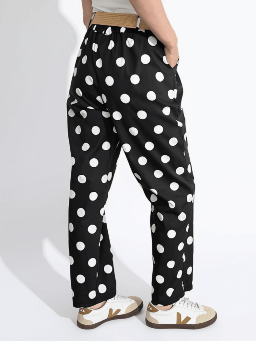 Pantalón Italiano Lunares, fondo Negro con Blanco
