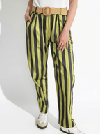 Pantalón Italiano Rayado, color Pistacho con Gris