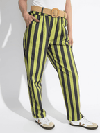 Pantalón Italiano Rayado, color Pistacho con Gris