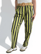Pantalón Italiano Rayado, color Pistacho con Gris