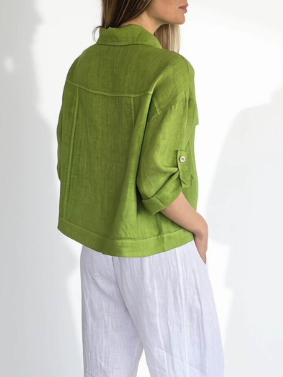 Chaqueta Italiana 100% Lino, color Pistacho