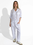 Chaqueta Italiana 100%Lino, color Blanco