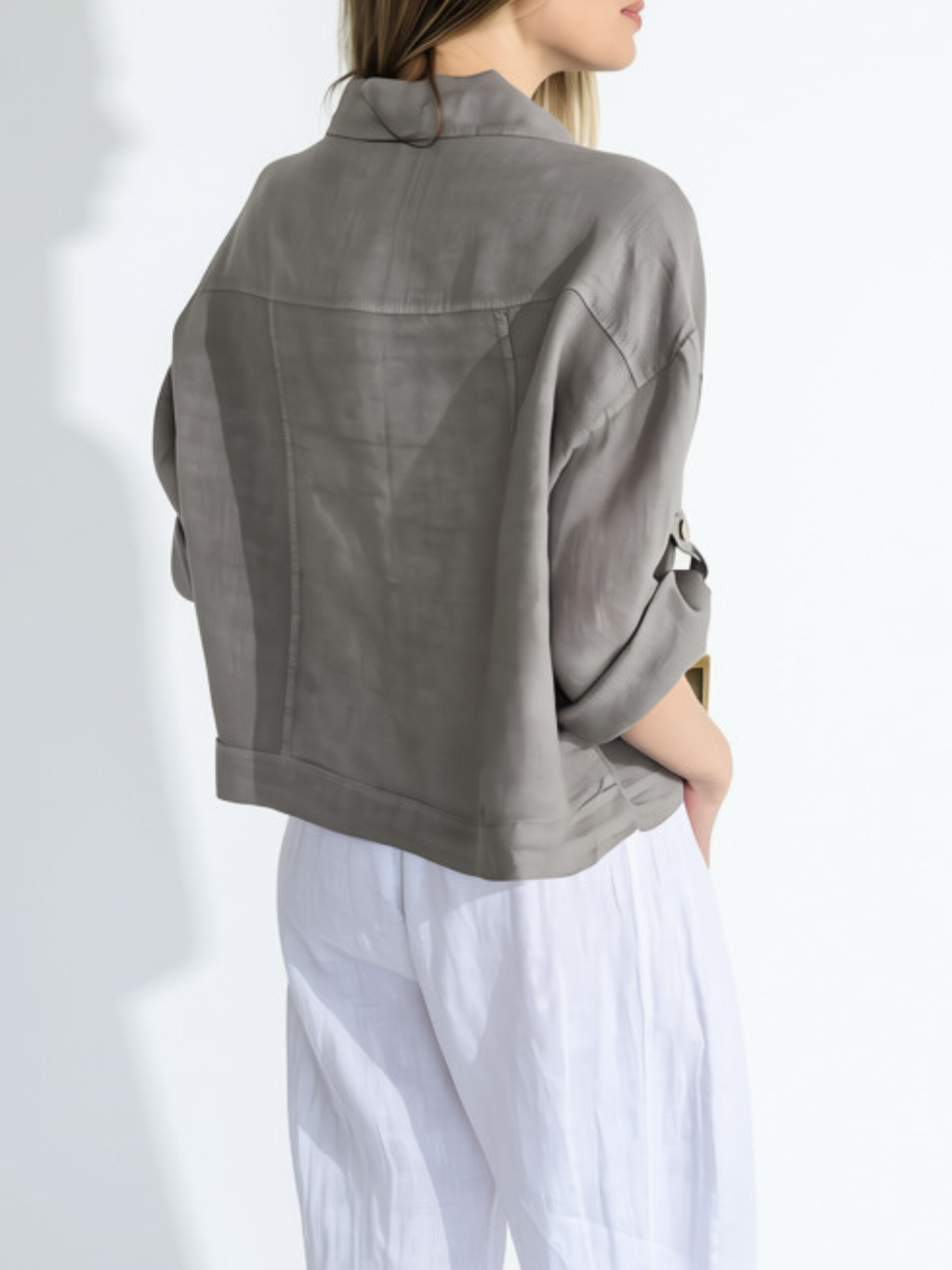 Chaqueta Italiana 100%Lino, color Taupe