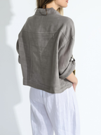 Chaqueta Italiana 100%Lino, color Taupe