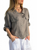 Chaqueta Italiana 100%Lino, color Taupe