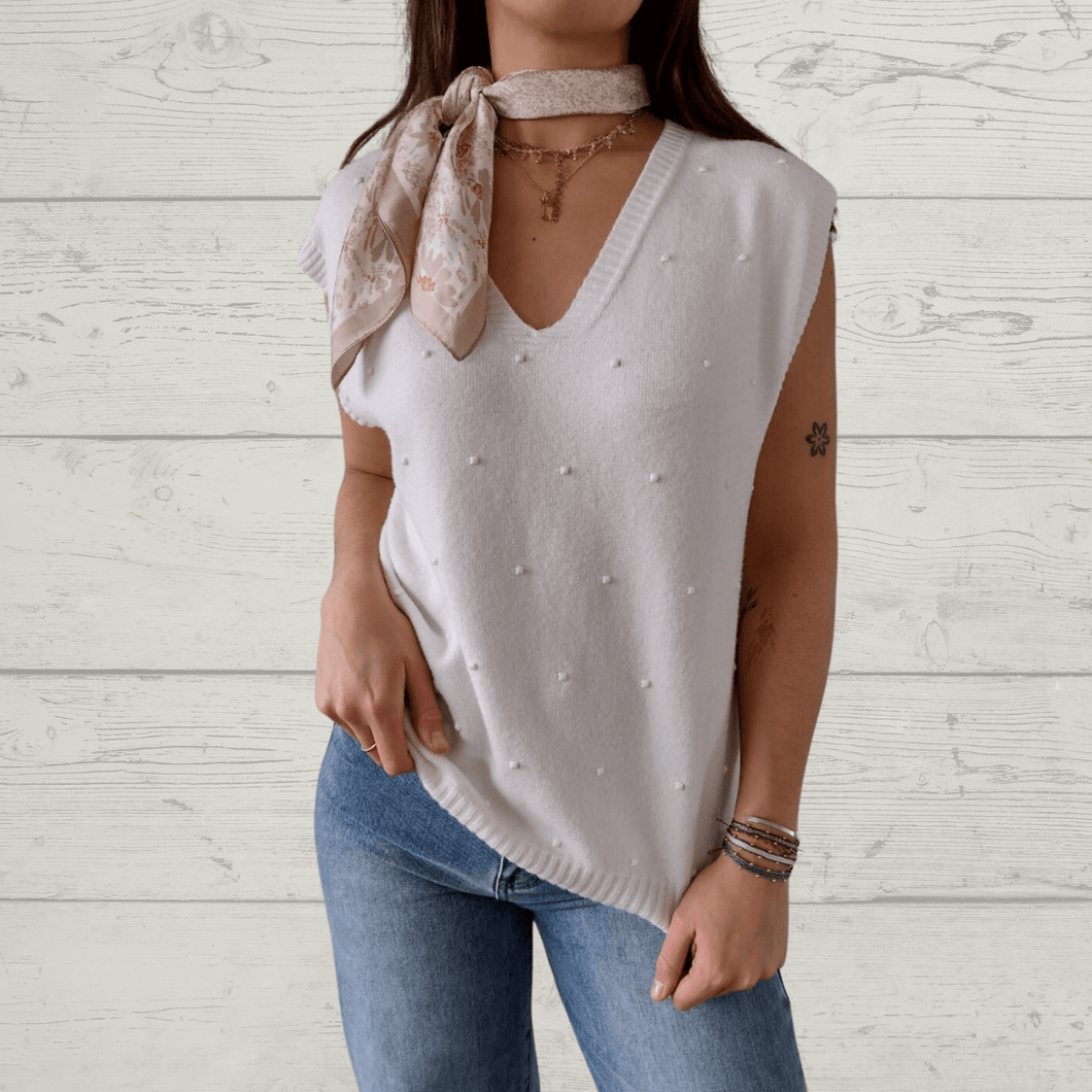 Sweater Italiano sin mangas, color blanco