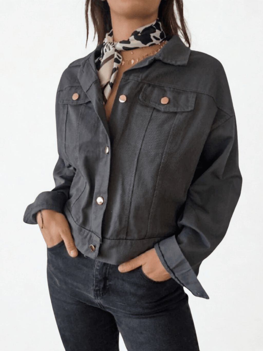 Chaqueta Italiana de gabardina, color gris marengo