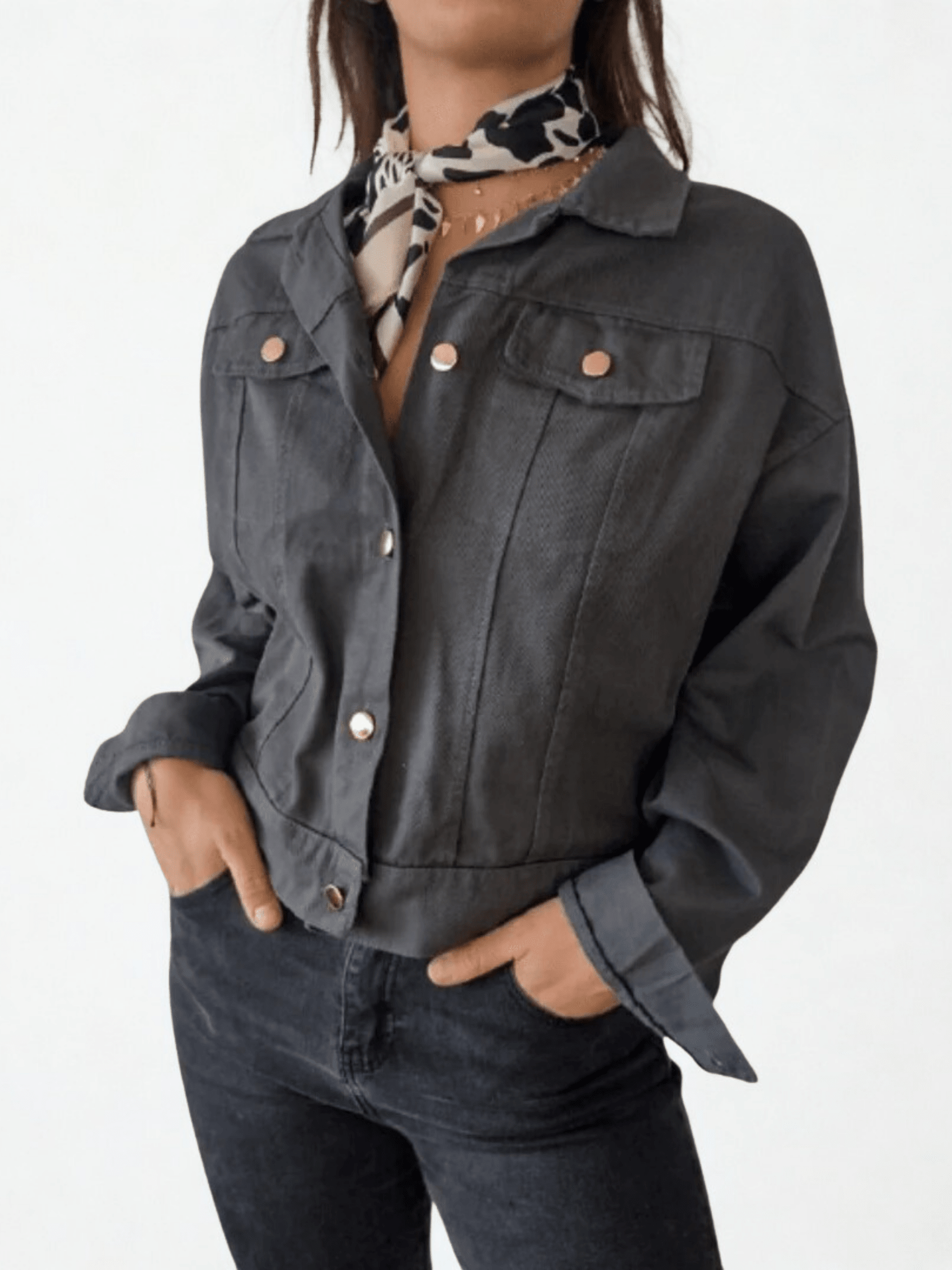 Chaqueta Italiana de gabardina, color gris marengo